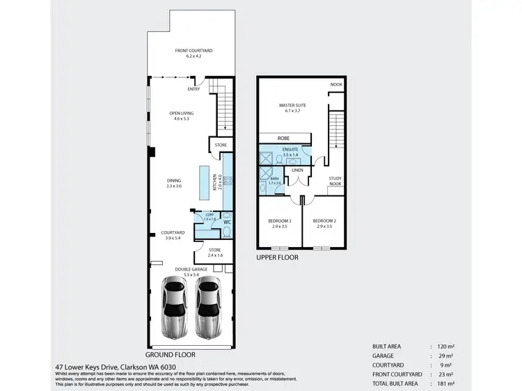 Floorplan of Homely townhouse listing, 47 Lower Keys Drive, Clarkson WA 6030