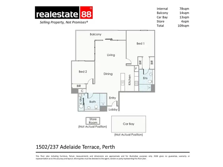 Floorplan of Homely apartment listing, 1502/237 Adelaide Terrace, Perth WA 6000