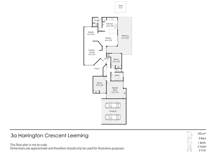 Floorplan of Homely semi-detached listing, 3A Harrington Crescent, Leeming WA 6149