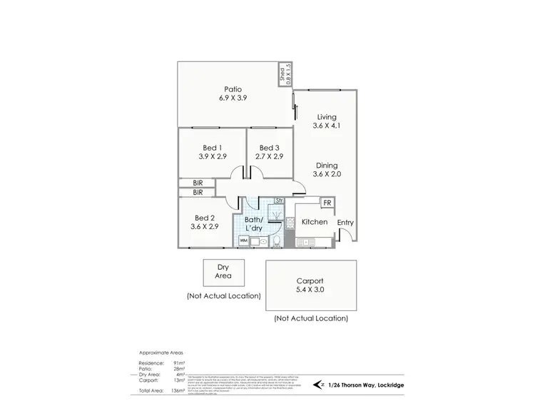 Floorplan of Homely unit listing, 1/26 Thorson Way, Lockridge WA 6054