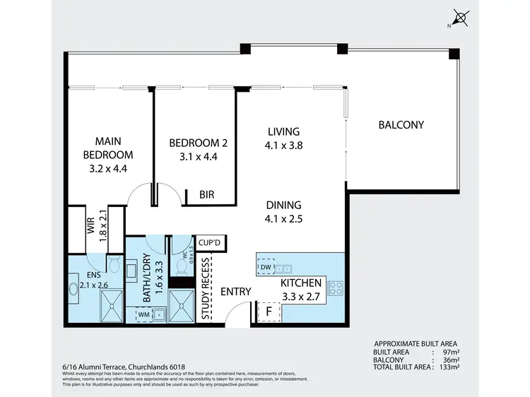Floorplan of Homely apartment listing, 6/16 Alumni Terrace, Churchlands WA 6018