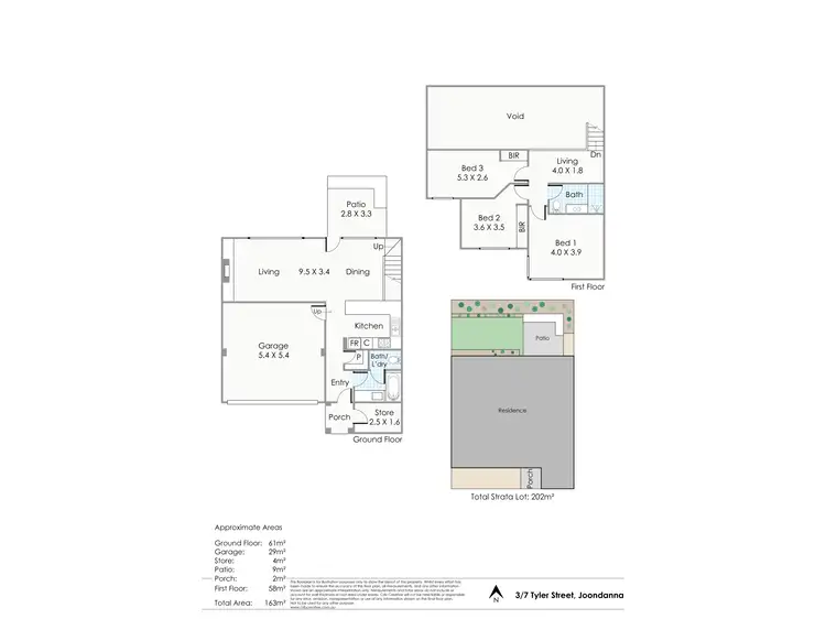 Floorplan of Homely townhouse listing, 3/7 Tyler Street, Joondanna WA 6060