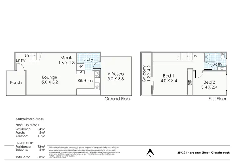 Floorplan of Homely townhouse listing, 28/321 Harborne Street, Glendalough WA 6016