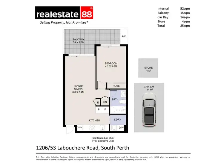 Floorplan of Homely apartment listing, 1206/53 Labouchere Road, South Perth WA 6151