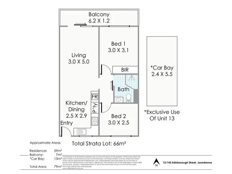 Floorplan of Homely unit listing, 13/143 Edinboro Street, Joondanna WA 6060