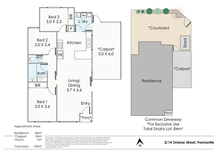 Floorplan of Homely villa listing, 2/14 Onslow Street, Fremantle WA 6160