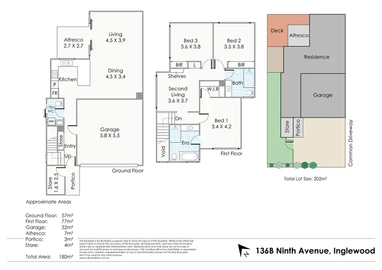 Floorplan of Homely townhouse listing, 136B Ninth Avenue, Inglewood WA 6052