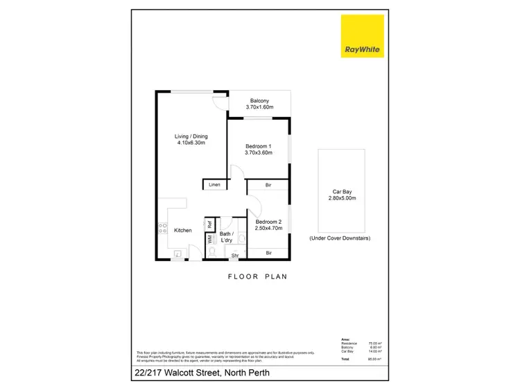 Floorplan of Homely apartment listing, 22/217 Walcott Street, North Perth WA 6006