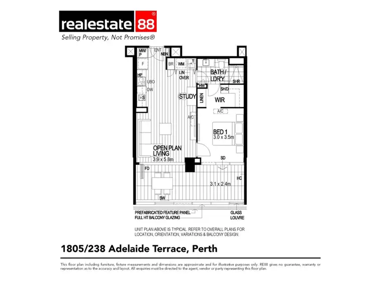 Floorplan of Homely apartment listing, 1805/238 Adelaide Terrace, Perth WA 6000