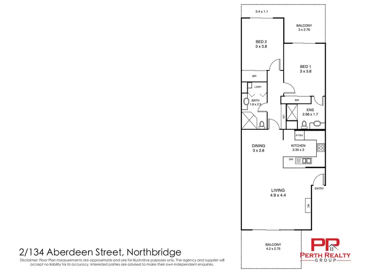 Floorplan of Homely apartment listing, 2/134 Aberdeen Street, Northbridge WA 6003