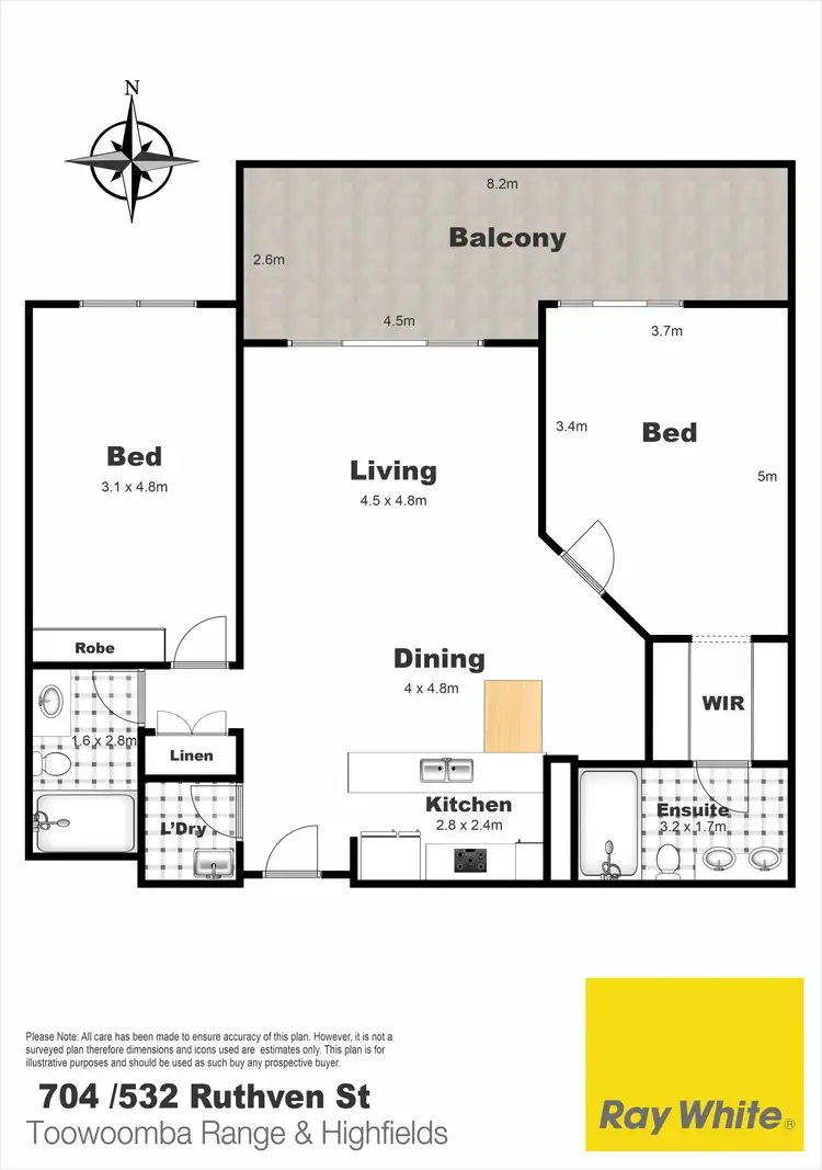 Floorplan of Homely unit listing, 704/532-542 Ruthven Street, Toowoomba QLD 4350