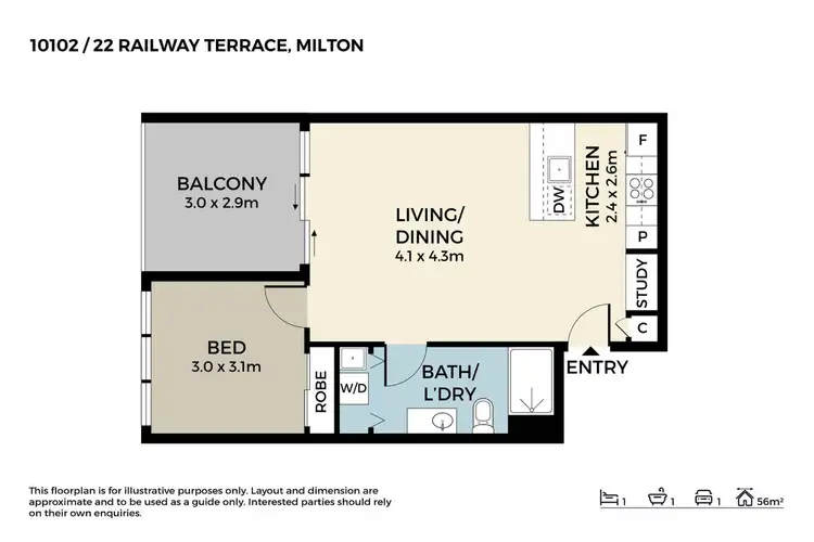 Floorplan of Homely apartment listing, 10102/22-36 Railway Terrace, Milton QLD 4064