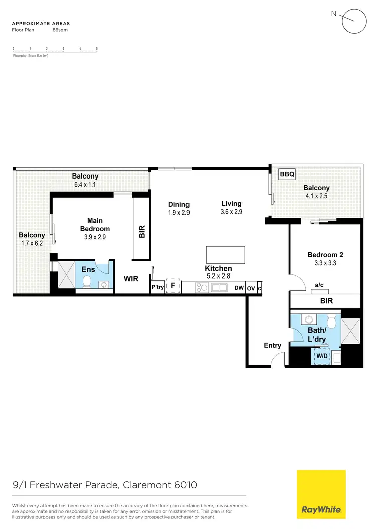 Floorplan of Homely apartment listing, 9/1 Freshwater Parade, Claremont WA 6010