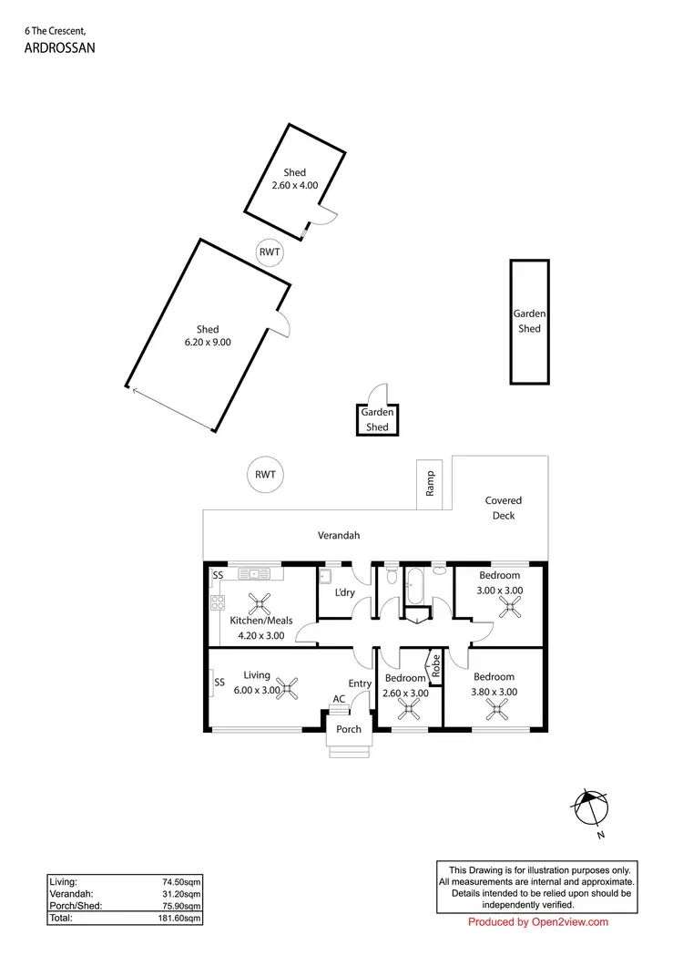 Floorplan of Homely house listing, 6 The Crescent, Ardrossan SA 5571
