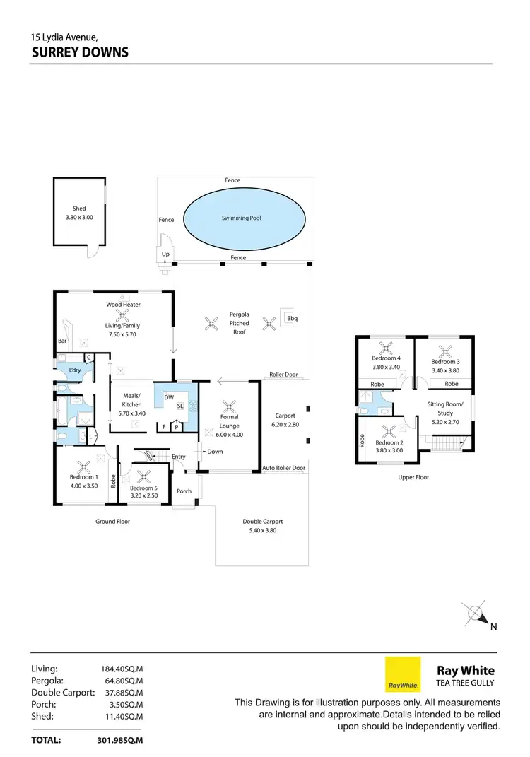 Floorplan of Homely house listing, 15 Lydia Avenue, Surrey Downs SA 5126