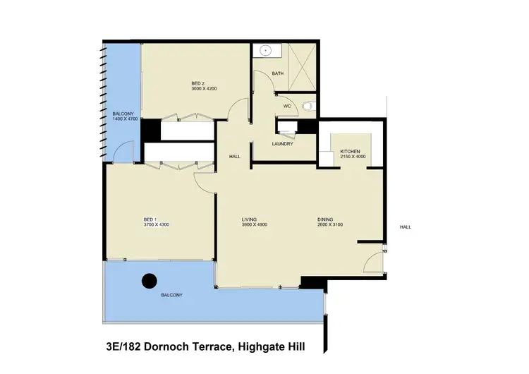 Floorplan of Homely apartment listing, 3E/182 Dornoch Terrace, Highgate Hill QLD 4101