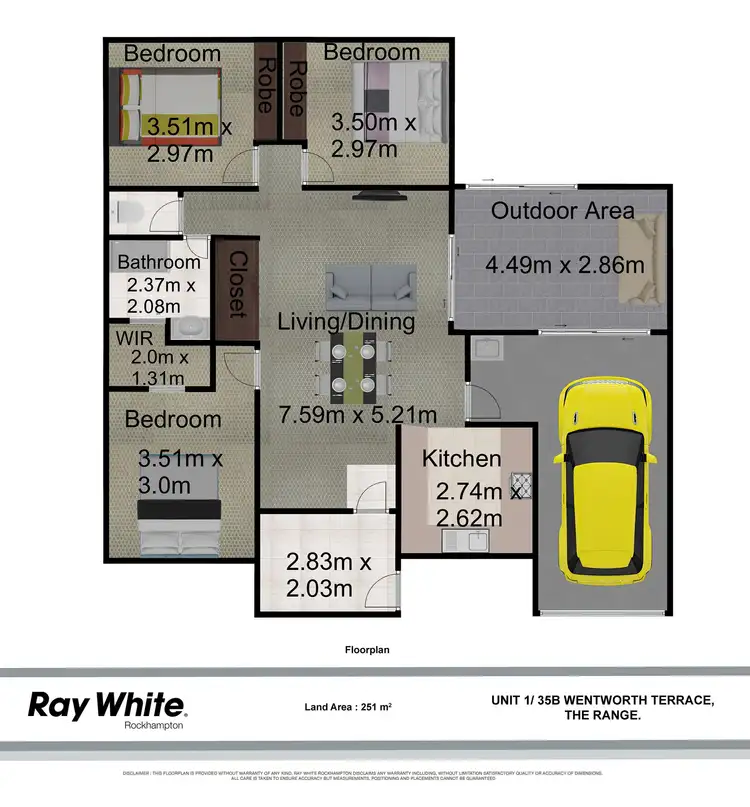 Floorplan of Homely unit listing, 1/35B Wentworth Terrace, The Range QLD 4700