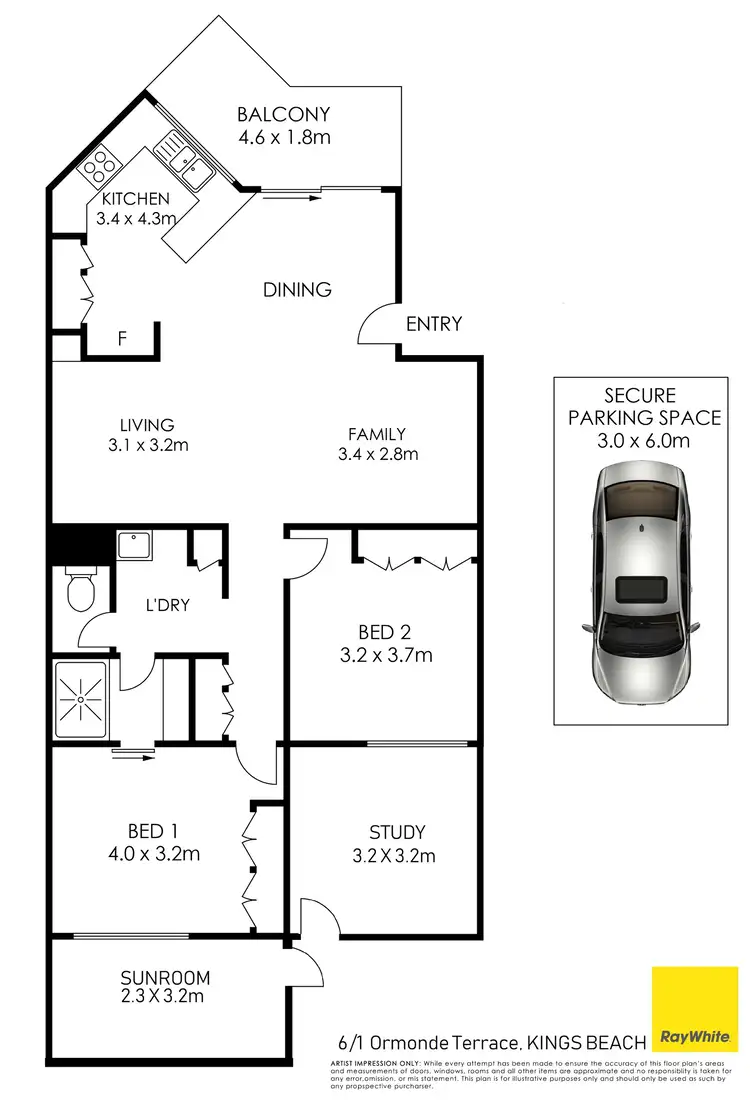 Floorplan of Homely unit listing, Unit 6/1 Ormonde Terrace, Kings Beach QLD 4551