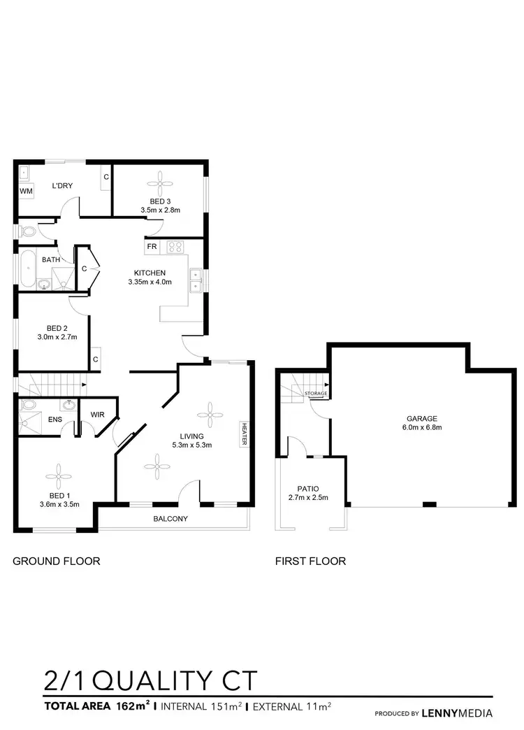Floorplan of Homely townhouse listing, 2/1 Quality Court, Wynn Vale SA 5127