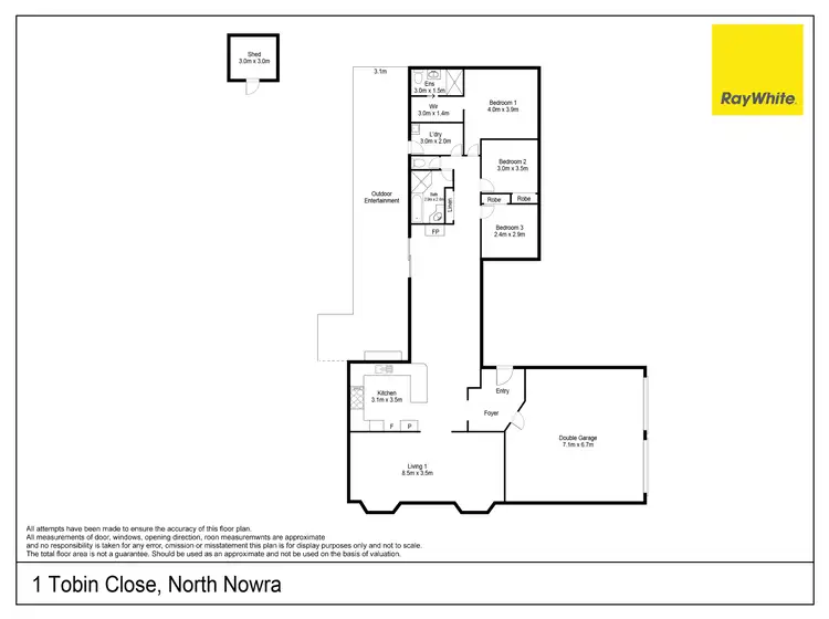 Floorplan of Homely house listing, 1 Tobin Close, North Nowra NSW 2541