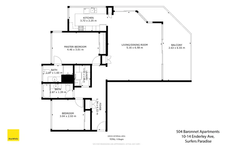 Floorplan of Homely apartment listing, 504/12 Enderley Avenue, Surfers Paradise QLD 4217