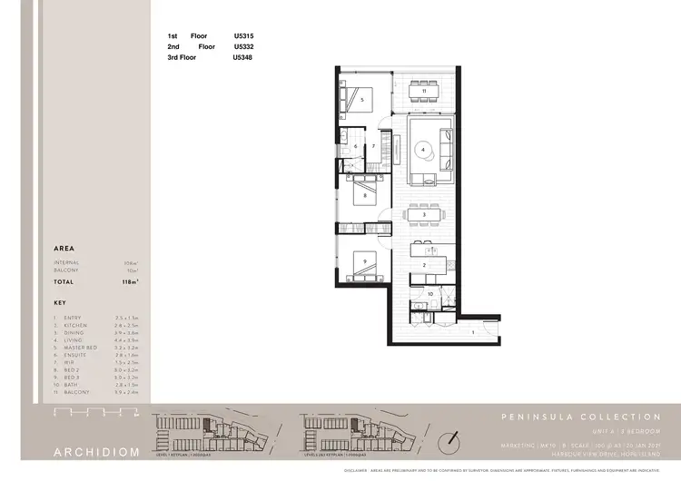 Floorplan of Homely apartment listing, 5331 'The Peninsula' Harbourview Drive, Hope Island QLD 4212