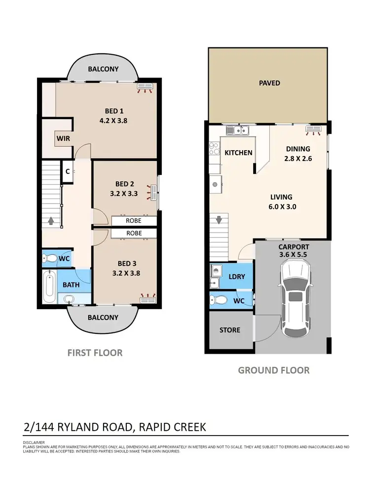 Floorplan of Homely townhouse listing, 2/144 Ryland Road, Rapid Creek NT 810