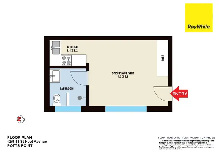 Floorplan of Homely studio listing, 12/9-11 St Neot Avenue, Potts Point NSW 2011