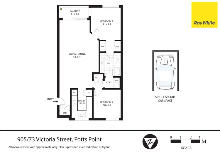 Floorplan of Homely apartment listing, 905/73 Victoria Street, Potts Point NSW 2011