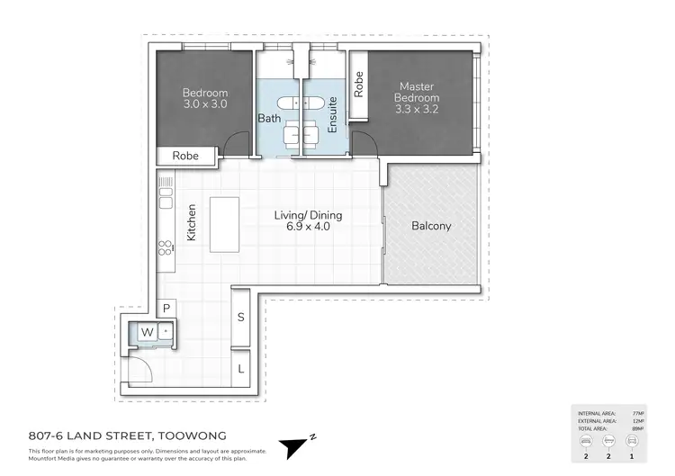 Floorplan of Homely apartment listing, 807/6 Land Street, Toowong QLD 4066