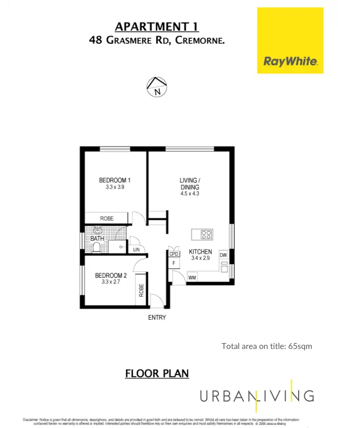 Floorplan of Homely apartment listing, 1/48 Grasmere Road, Cremorne NSW 2090