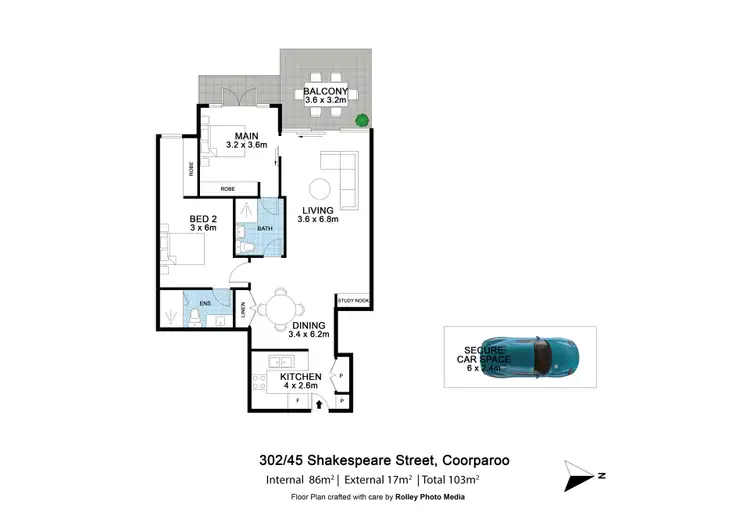 Floorplan of Homely apartment listing, 302/45 Shakespeare Street, Coorparoo QLD 4151
