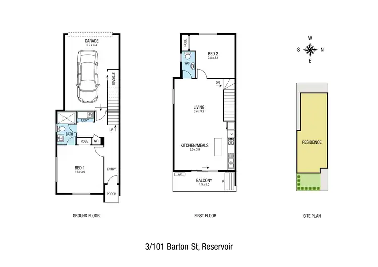 Floorplan of Homely townhouse listing, 3/101 Barton Street, Reservoir VIC 3073
