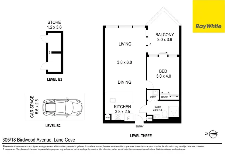 Floorplan of Homely unit listing, 305/18 Birdwood Avenue, Lane Cove NSW 2066