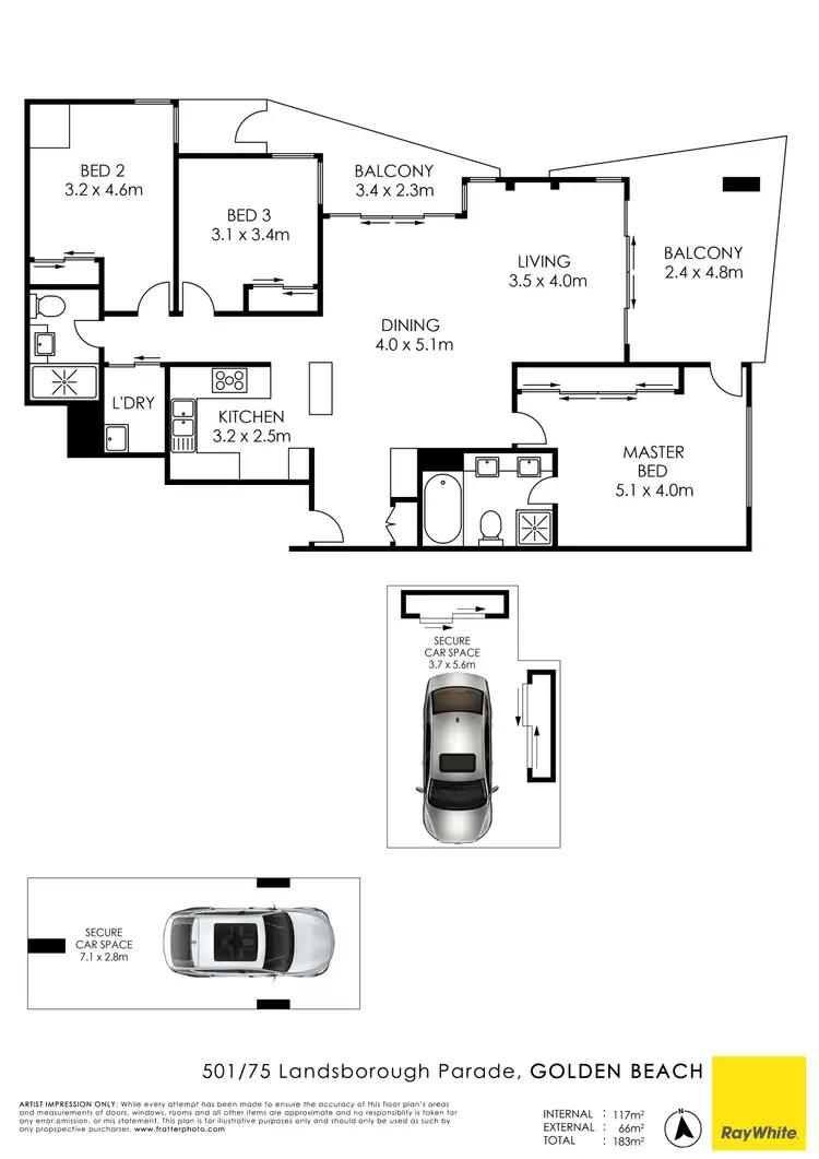 Floorplan of Homely unit listing, Unit 501/75 Landsborough Parade, Golden Beach QLD 4551