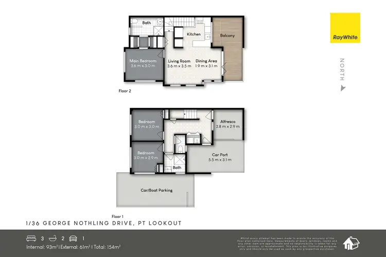 Floorplan of Homely townhouse listing, 1/36 George Nothling Drive, Point Lookout QLD 4183
