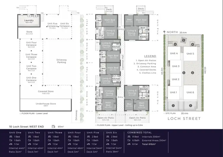 Floorplan of Homely block of units listing, 1-6/10 Loch Street, West End QLD 4101