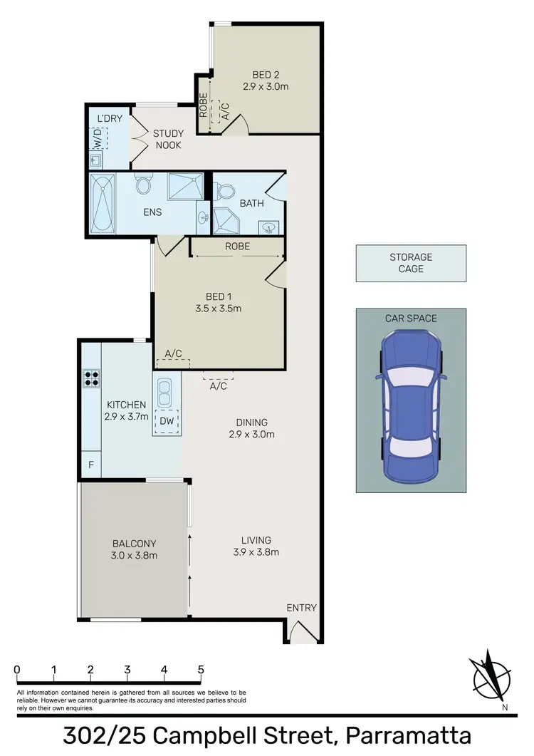 Floorplan of Homely apartment listing, 302/25 Campbell Street, Parramatta NSW 2150