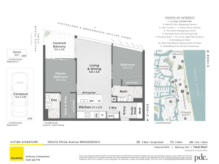 Floorplan of Homely apartment listing, 1504/12 Philip Avenue, Broadbeach QLD 4218