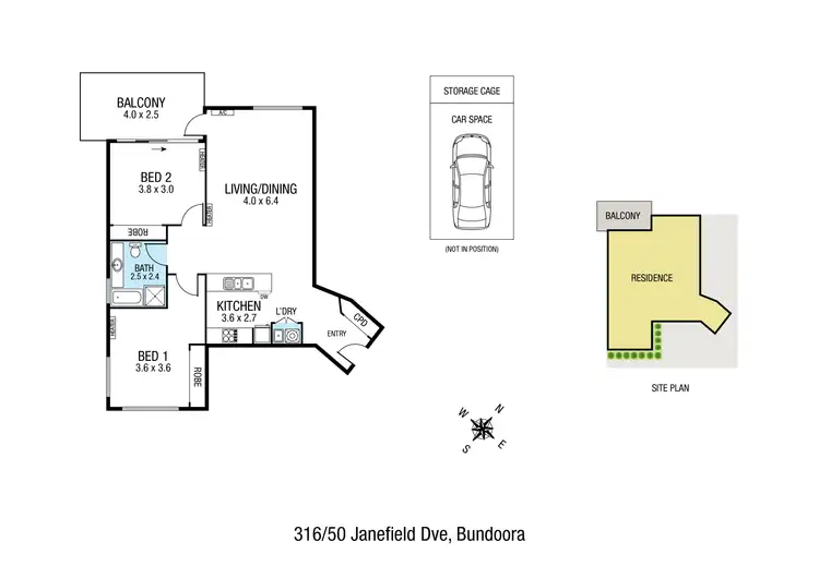 Floorplan of Homely apartment listing, 316/50 Janefield Drive, Bundoora VIC 3083