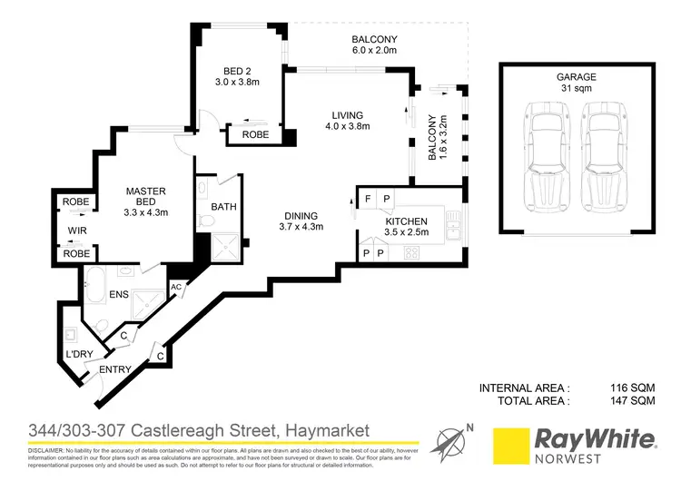 Floorplan of Homely apartment listing, 344/303-307 Castlereagh Street, Haymarket NSW 2000