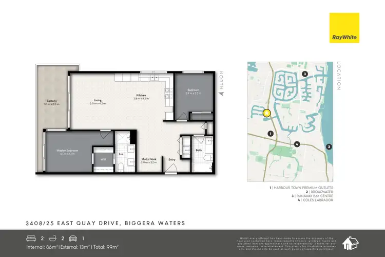 Floorplan of Homely apartment listing, 3408/25 East Quay Drive, Biggera Waters QLD 4216
