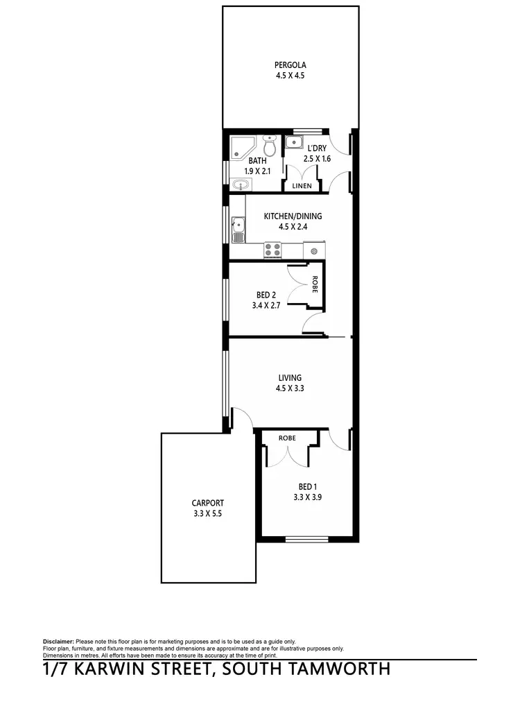 Floorplan of Homely unit listing, 1/7 Karwin Street, Tamworth NSW 2340