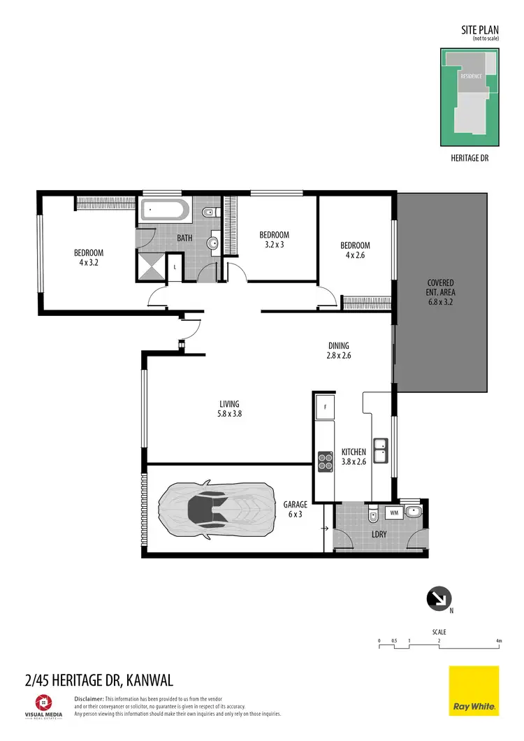 Floorplan of Homely semi-detached listing, 2/45 Heritage Drive, Kanwal NSW 2259