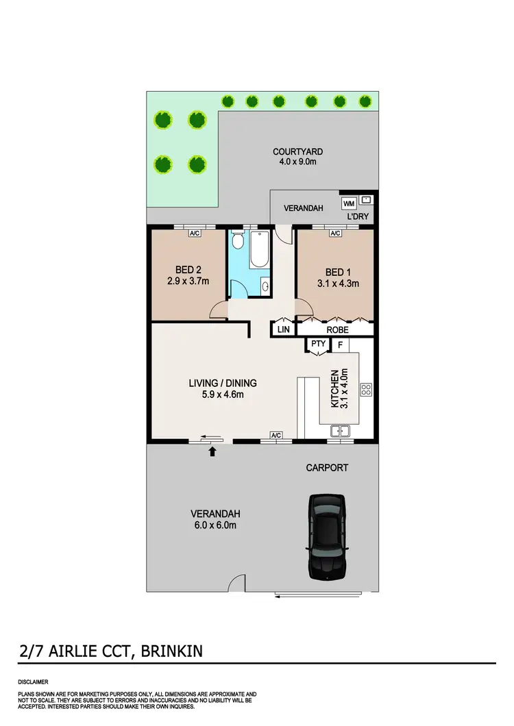 Floorplan of Homely unit listing, 2/7 Airlie Circuit, Brinkin NT 810