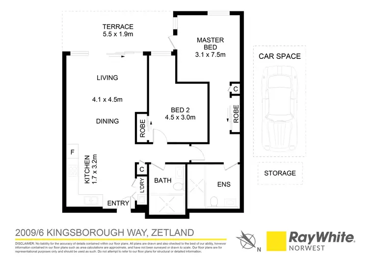 Floorplan of Homely apartment listing, 2009/6 Kingsborough Way, Zetland NSW 2017