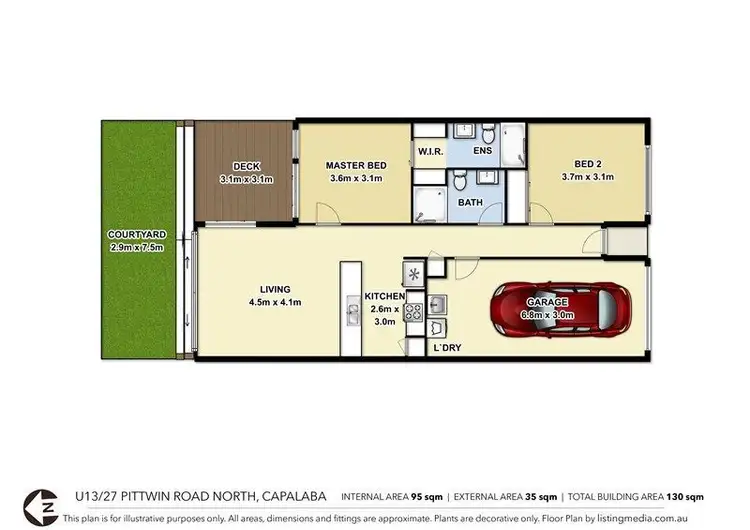 Floorplan of Homely townhouse listing, 13/27 Pittwin Road North, Capalaba QLD 4157