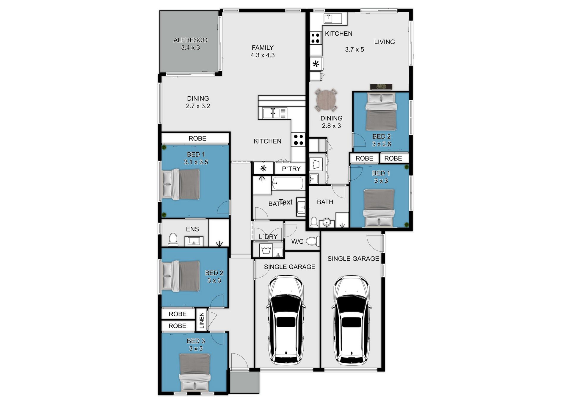 Floorplan of Homely semi-detached listing, 4A & 4B Saffron Way, Hamlyn Terrace NSW 2259