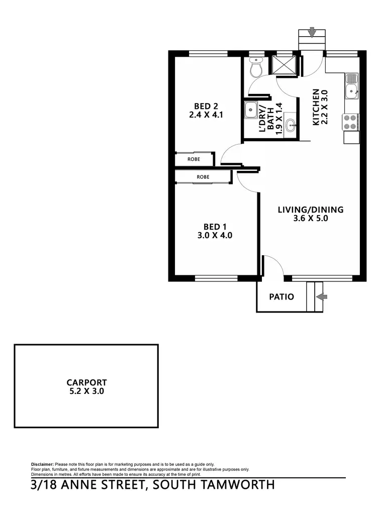 Floorplan of Homely unit listing, 3/18 Anne Street, Tamworth NSW 2340
