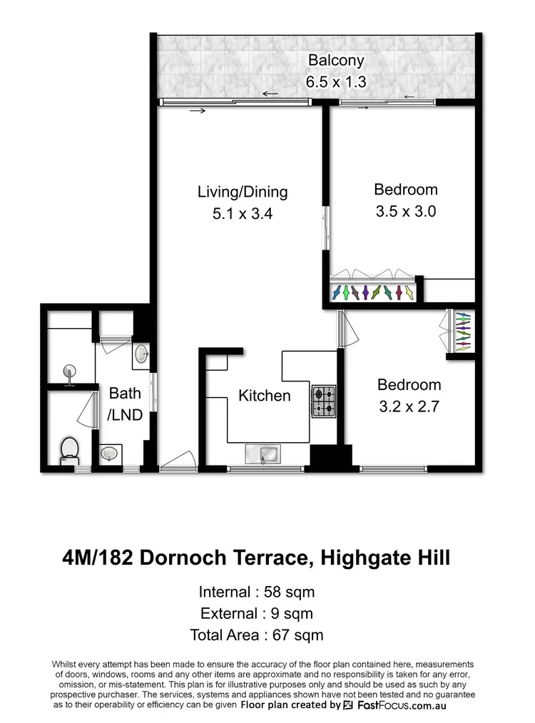 Floorplan of Homely apartment listing, 4M/182 Dornoch Terrace, Highgate Hill QLD 4101